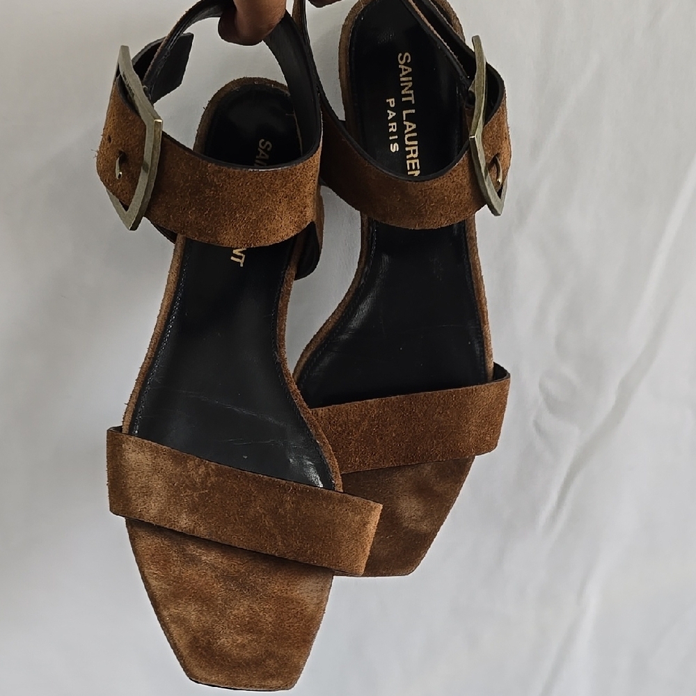Saint Laurent Brown Suede Women's Sandals